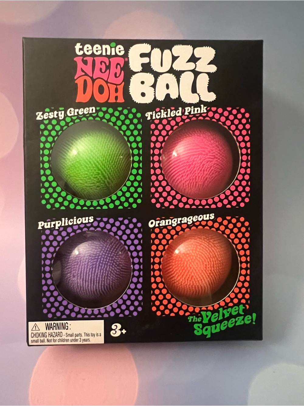 teenie NEE DOH Fuzz Ball 4-Pack - Green, Pink, Purple, Orange